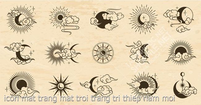 icon mat trang mat troi trang tri thiep nam moi